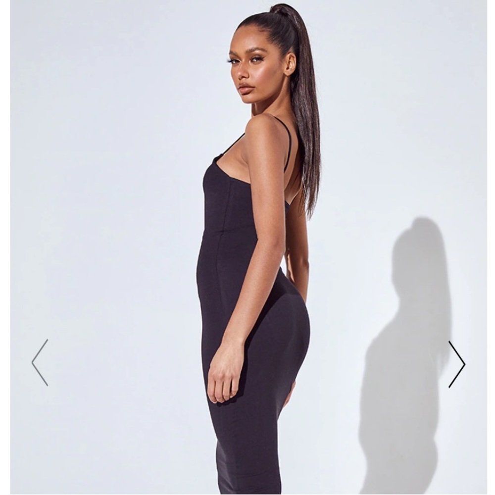 BLACK STRAPPY MIDI DRESS
